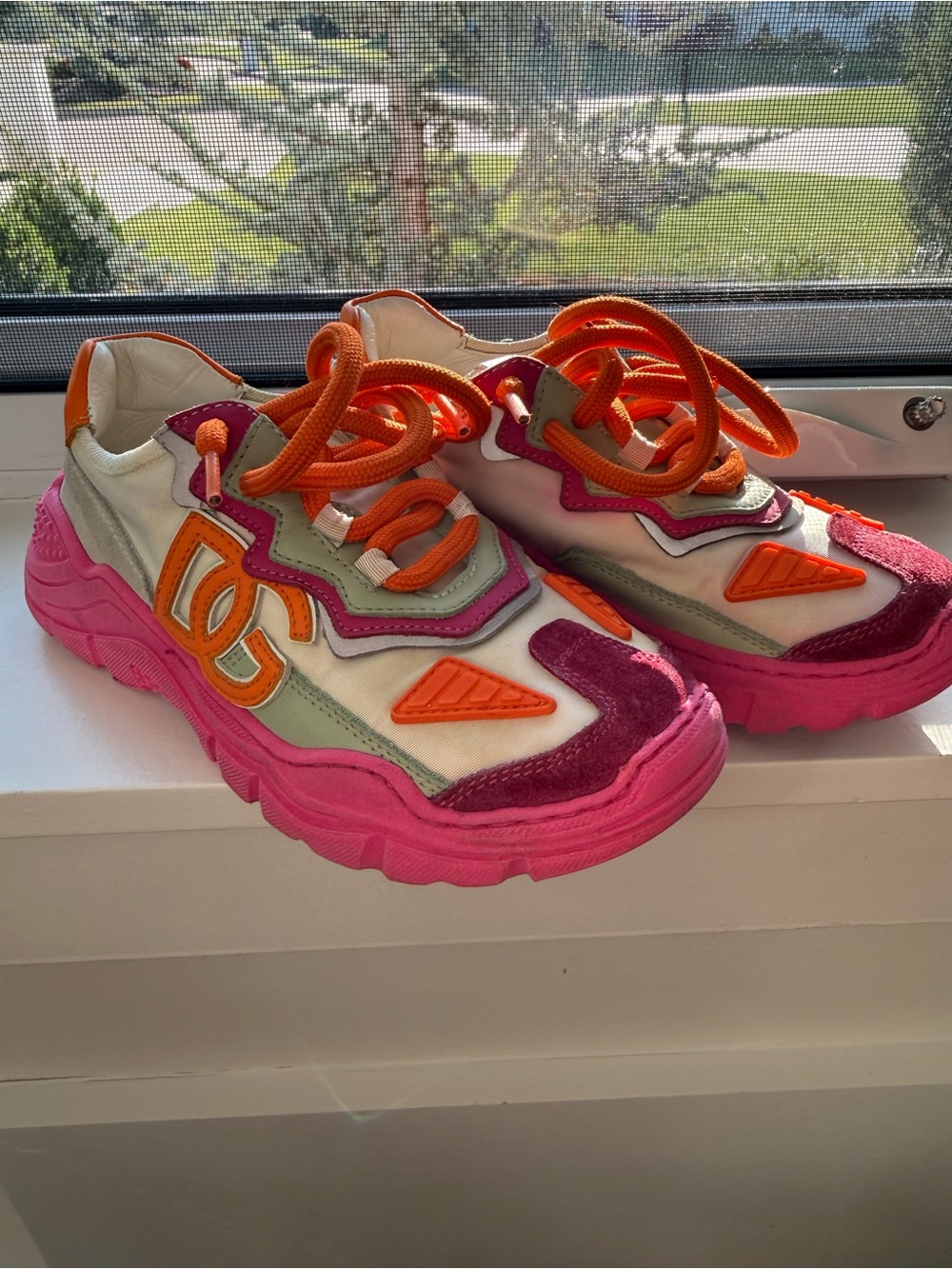 Dolce & Gabbana Kids Pink, Orange & Cream Chunky Sneakers